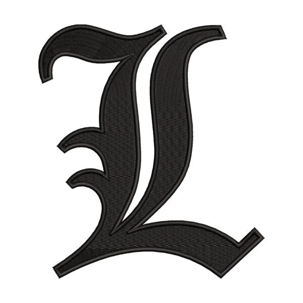 L Logo Embroidery Design - Death Note Anime Embroidery Design