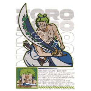 Zoro Embroidery Design - One Piece Anime Embroidery Design