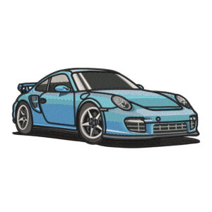 Porsche 911 Blue Embroidery Design - Car Embroidery Design