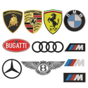 Luxury Sports Car Logo Design Bundle Embroidery Design Files - Logo Embroidery Designs