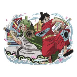 Zoro & Luffy Embroidery Design - One Piece Anime Embroidery Design