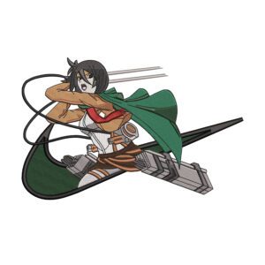 Mikasa Attack Swoosh Embroidery Design File -  Attack on Titan Anime Embroidery Design