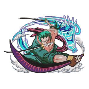 Zoro Attack Embroidery Design - One Piece Anime Embroidery Design