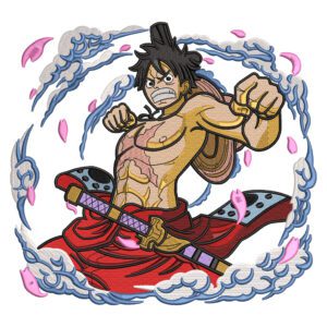 Luffy Punch Embroidery Design - One Piece Anime Embroidery Design