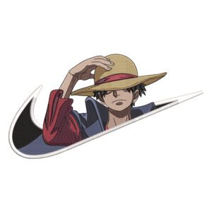 Luffy Swoosh Embroidery Design - One Piece Nike Anime Embroidery Design