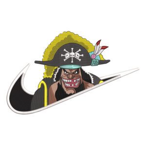 Blackbeard Swoosh Embroidery Design - One Piece Nike Anime Embroidery Design