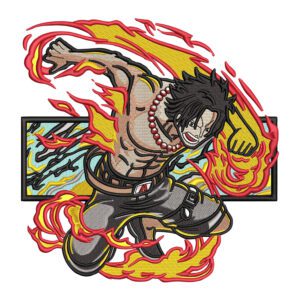 Ace Jump Embroidery Design - One Piece Anime Embroidery Design