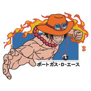 Ace Punch Embroidery Design - One Piece Anime Embroidery Design