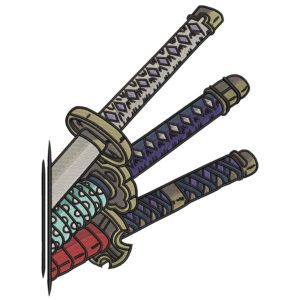 Zoro Swords Embroidery Design - One Piece Anime Embroidery Design