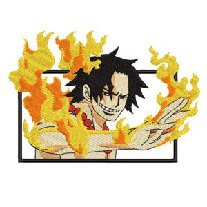 Ace Fire Embroidery Design - One Piece Anime Embroidery Design