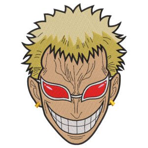 Doflamingo Face Embroidery Design - One Piece Anime Embroidery Design