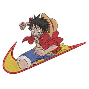 Luffy Swoosh Embroidery Design - One Piece Nike Anime Embroidery Design