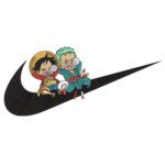 Luffy Zoro Swoosh Embroidery Design - One Piece Nike Anime Embroidery Design