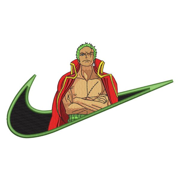 Zoro Swoosh Embroidery Design - One Piece Nike Anime Embroidery Design