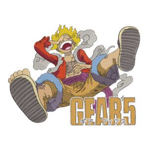 Luffy Gear 5 Embroidery Design - One Piece Anime Embroidery Design