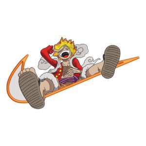 Luffy Gear5 Swoosh Embroidery Design - One Piece Nike Anime Embroidery Design