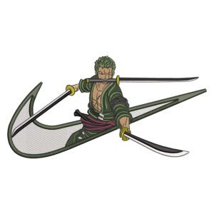 Zoro Swoosh Embroidery Design - One Piece Anime Nike Embroidery Design