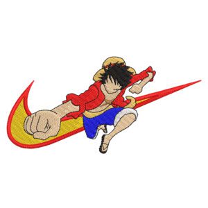 Luffy Swoosh Embroidery Design - One Piece Anime Nike Embroidery Design