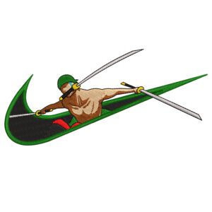 Zoro Swoosh Embroidery Design - One Piece Anime Nike Embroidery Design