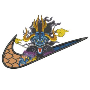 Kaido Dragon Swoosh Embroidery Design - One Piece Anime Nike Embroidery Design