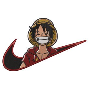 Luffy Swoosh Embroidery Design - One Piece Anime Nike Embroidery Design