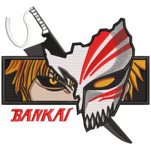 Ichigo Bankai Embroidery Design - Bleach Anime Embroidery Design