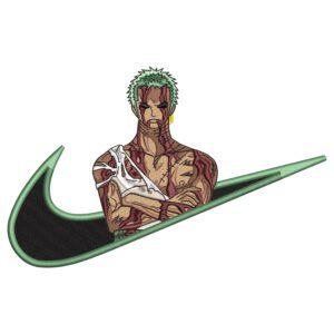 Zoro Swoosh Embroidery Design - One Piece Anime Nike Embroidery Design