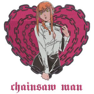 Makima Chain Heart Embroidery Design - Chainsaw Man Anime Embroidery Design