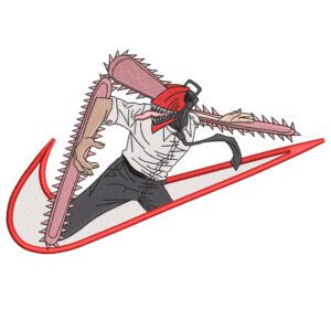 Denji Chainsaw Swoosh Embroidery Design - Chainsaw Man Nike Anime Embroidery Design