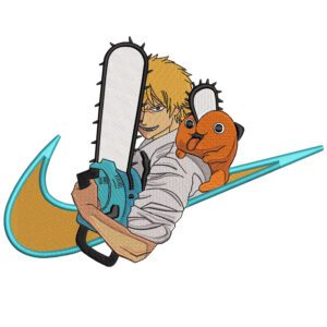 Denji Pochita Swoosh Embroidery Design - Chainsaw Man Nike Anime Embroidery Design