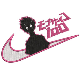 Mob 100 Swoosh Embroidery Design - Mob Psycho 100 Nike Anime Embroidery Design