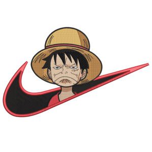 Luffy Swoosh Embroidery Design - One Piece Anime Nike Embroidery Design