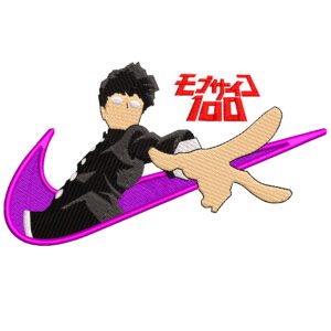 Shigeo Swoosh Embroidery Design - Mob Psycho 100 Nike Anime Embroidery Design