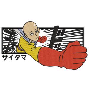 Saitama Punch Embroidery Design - One Punch Man Anime Embroidery Design