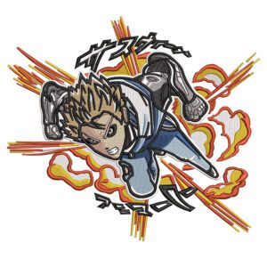 Genos Attack Embroidery Design - One Punch Man Anime Embroidery Design