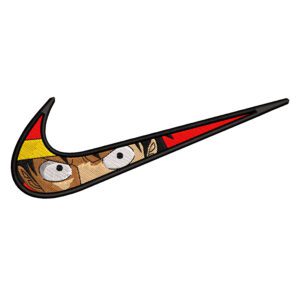 Luffy Swoosh Embroidery Design - One Piece Anime Nike Embroidery Design