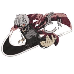 Kaneki Swoosh Embroidery Design - Tokyo Ghoul Nike Anime Embroidery Design