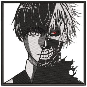 Kaneki Human x Ghoul Embroidery Design - Tokyo Ghoul Anime Embroidery Design