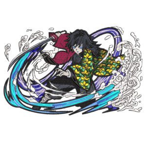 Giyu Attack Embroidery Design - Demon Slayer Anime Embroidery Design