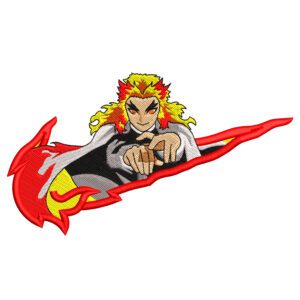 Rengoku Swoosh Embroidery Design - Demon Slayer Nike Anime Embroidery Design