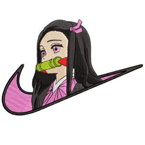 Nezuko Swoosh Embroidery Design - Demon Slayer Nike Anime Embroidery Design