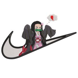 Nezuko Swoosh Embroidery Design - Demon Slayer Nike Anime Embroidery Design