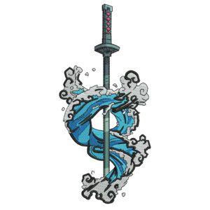 Water Style Sword Embroidery Design - Demon Slayer Anime Embroidery Design