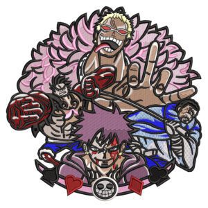 Dressrosa Characters Embroidery Design - One Piece Anime Embroidery Design