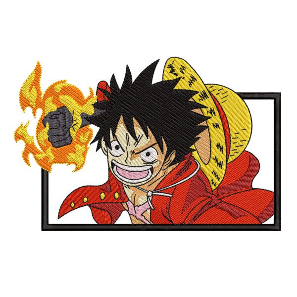 Luffy Punch Embroidery Design - One Piece Anime Embroidery Design