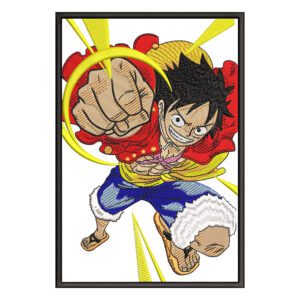 Luffy Punch Embroidery Design - One Piece Anime Embroidery Design