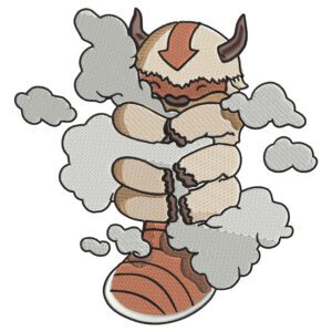 Appa Cloud Hug Embroidery Design - Avatar Anime Embroidery Design