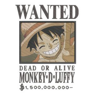 Luffy Poster Embroidery Design - One Piece Anime Embroidery Design