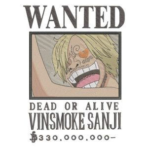 Sanji Poster Embroidery Design - One Piece Anime Embroidery Design