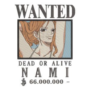 Nami Poster Embroidery Design - One Piece Anime Embroidery Design